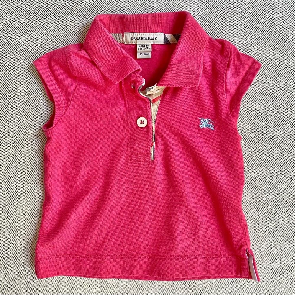 BURBERRY Girl's Polo Top - Dark Pink - 2T